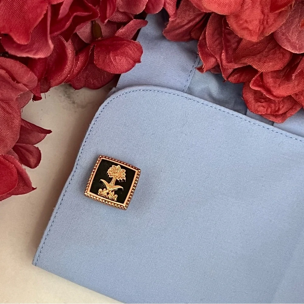 Elegant Rose Gold Palm Tree with Crossed Golf Clubs Cufflinks - Picture 13 of 16
